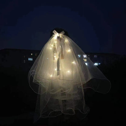 LED Light-Up Wedding Veil with Hair Clip for Women and Kids