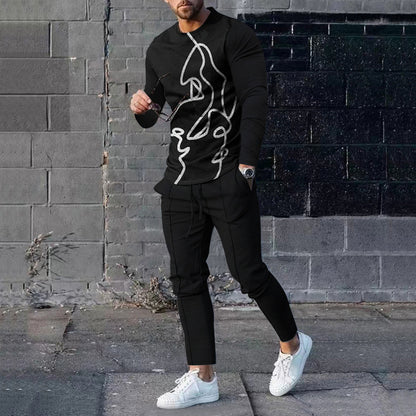 Men's Casual 3D Printed Sweater and Sweatpants Set