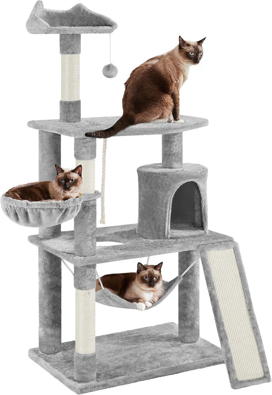 63.5-Inch Multi-Level Cat Tree Tower with Scratching Posts, Platforms, and Hammock - Cat Activity Center for Kittens and Cats