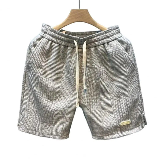 2023 Summer Running Shorts Men Casual Jogging Sport Short Pants Wave Pattern Solid Color Drawstring Loose Dry Gym Sports Shorts