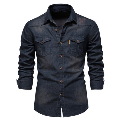 Men's Non-Iron Cotton Long Sleeve Shirt Slim Fit Casual Solid Color