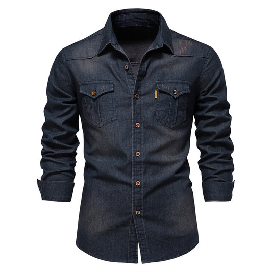 Men's Non-Iron Cotton Long Sleeve Shirt Slim Fit Casual Solid Color
