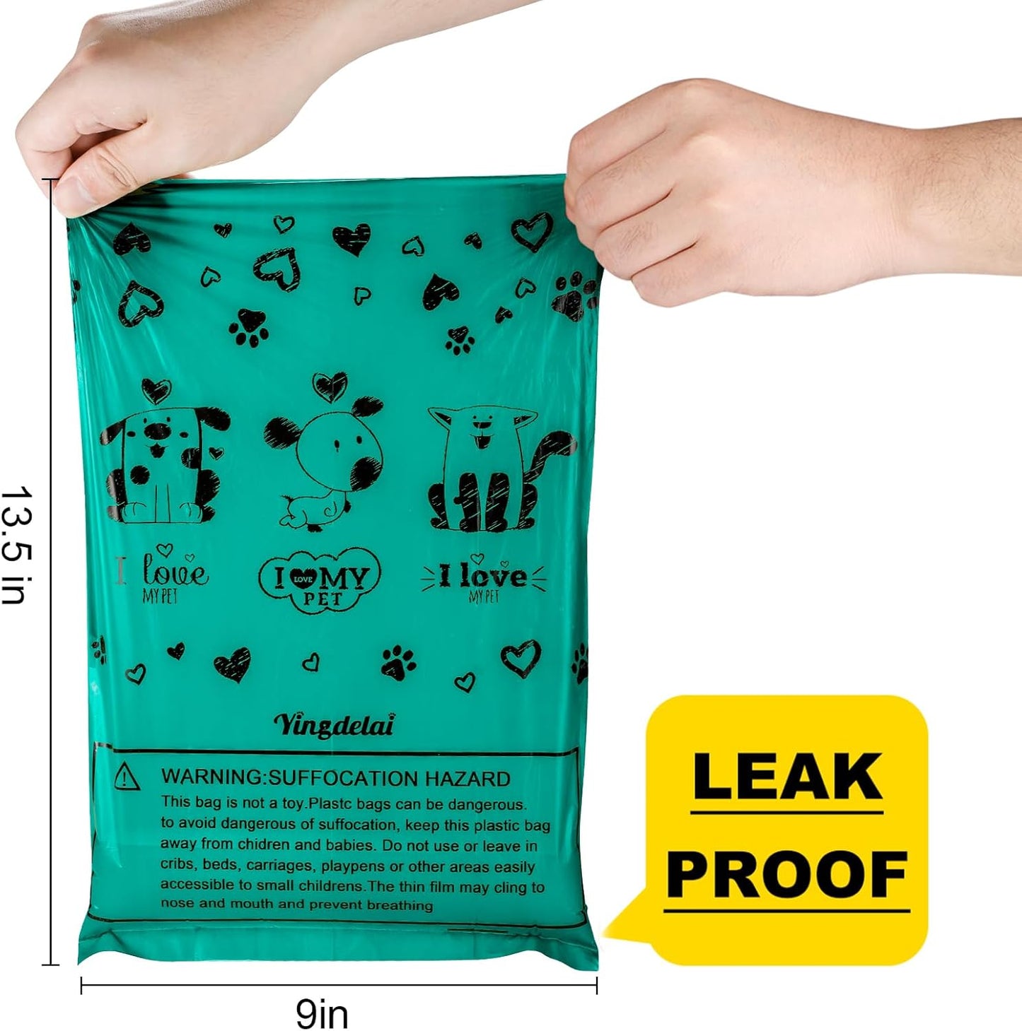 Dog Waste Bag Rolls - 540 Count Extra Thick, Leak-Proof, Scented Poop Bags with Dispenser in Dark Green