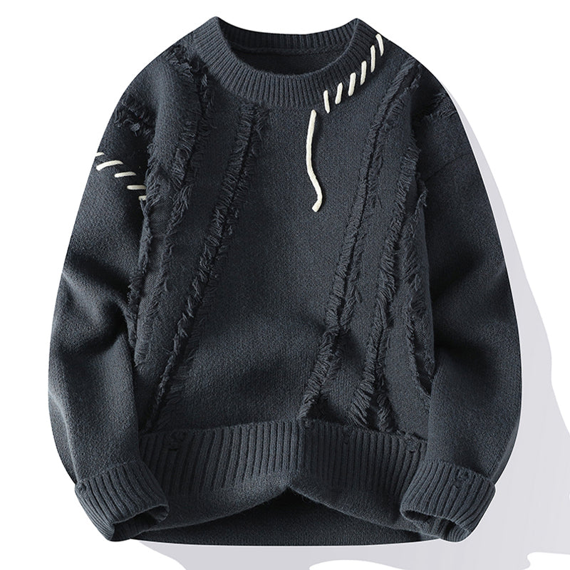 Color Blocked Loose Fit Knit Sweater for Men