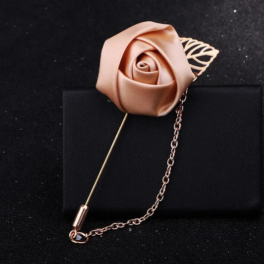 LKY Fr Boutonniere Corsage Wedding Boutonniere Pin for Men Women Silk Buttonhole Groomsmen Party Prom Suit Accessories Brooches