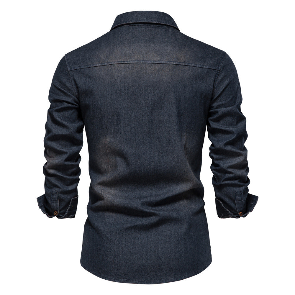 Men's Non-Iron Cotton Long Sleeve Shirt Slim Fit Casual Solid Color