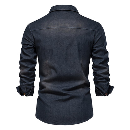 Men's Non-Iron Cotton Long Sleeve Shirt Slim Fit Casual Solid Color