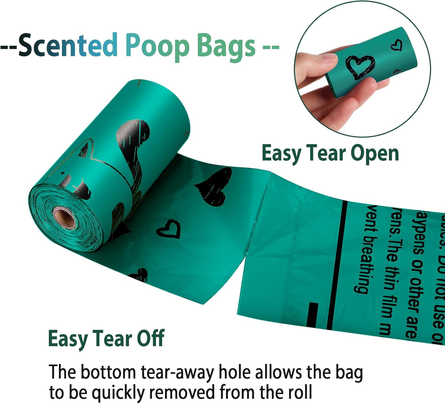 Dog Waste Bag Rolls - 540 Count Extra Thick, Leak-Proof, Scented Poop Bags with Dispenser in Dark Green