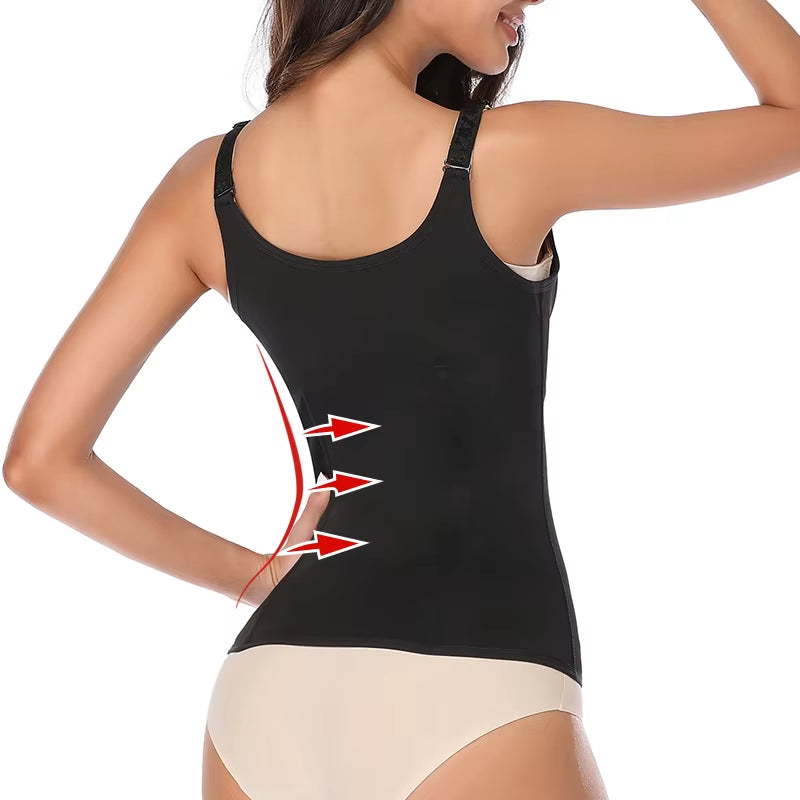 Women Zipper Hook Body Shaper Adjustable Shoulder Strap Waist Trainer Slimming Corset plus Size Waist Cincher Tummy Control Faja