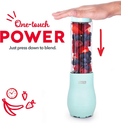 Mighty Mini 10 Oz Compact Personal Bottle Blender with Travel Lid, Aqua