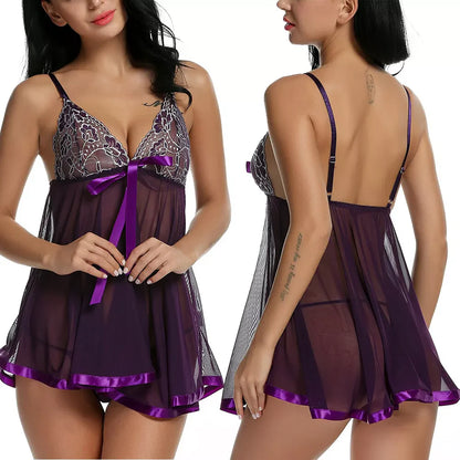 Women'S Sexy Lingerie Babydoll Sleepwear Underwear Lace Dress G-String Nightwear