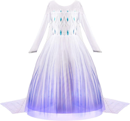 Girl Princess Costume Snow Party Dress Halloween Cosplay Dress Up