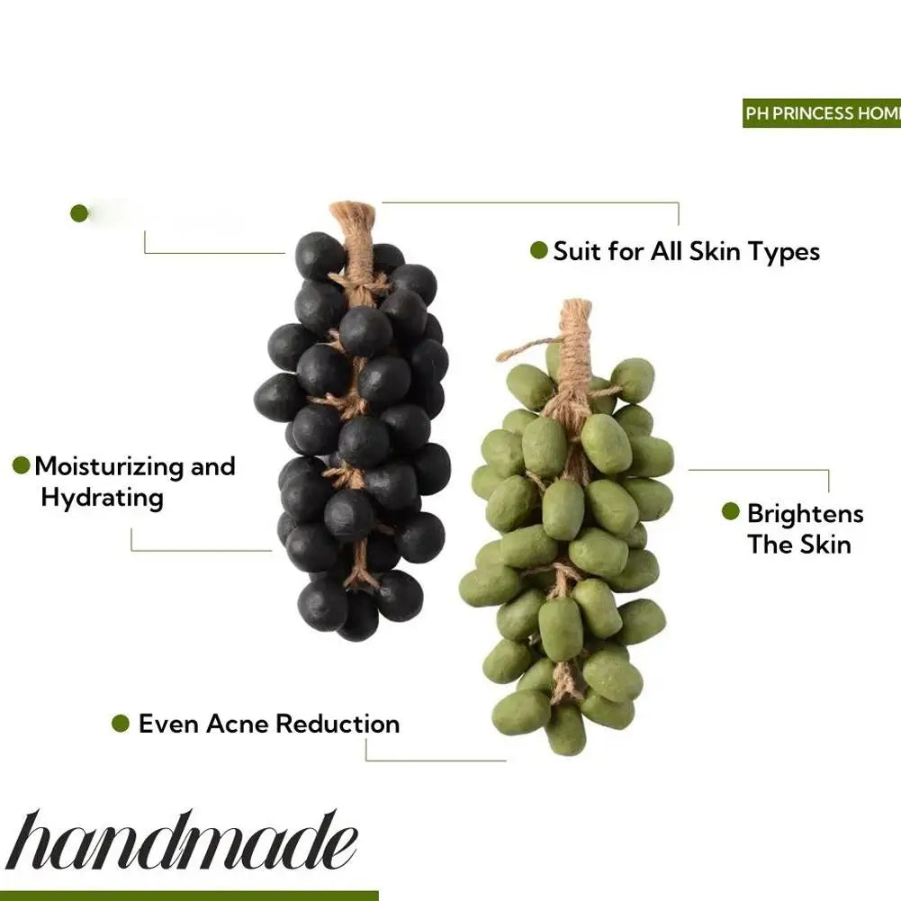 Handmade Wash Soap Grape Shape Natural Glycerin And Plants Gentle Soap With Box Hangable Deep Cleansing Supplies For Face Body ﻿