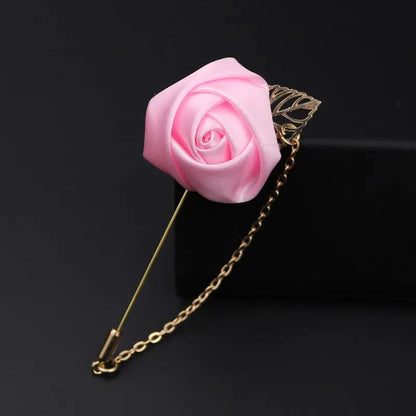 LKY Fr Boutonniere Corsage Wedding Boutonniere Pin for Men Women Silk Buttonhole Groomsmen Party Prom Suit Accessories Brooches