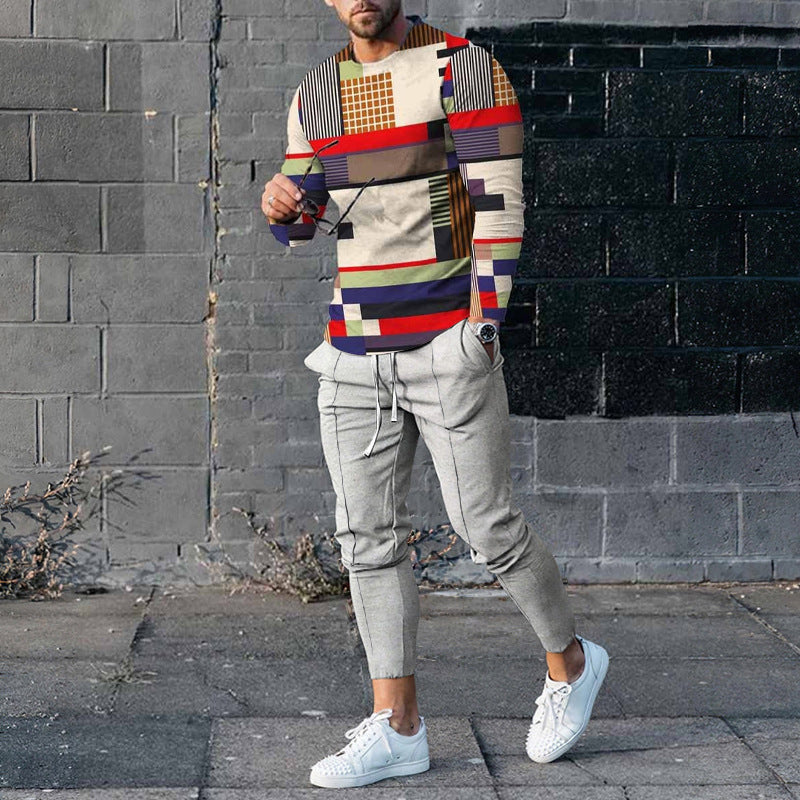 Men's Casual 3D Printed Sweater and Sweatpants Set