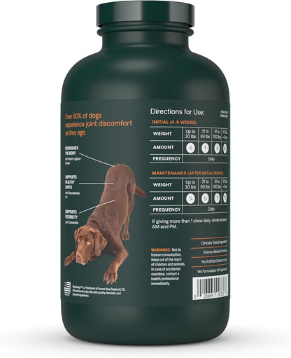 Ultimate Strength Healthy Hip & Joint Chewable Tablets, Glycoflex Glucosamine, Chondroitin and Green-Lipped Mussel Joint Supplement for Dogs, Soothe Joint Discomfort, Chicken, 120 Count