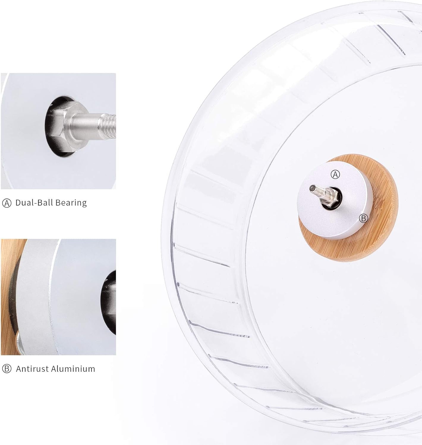 Premium Silent Hamster Exercise Wheel: Adjustable Stand for Small Animals (S, Transparent)