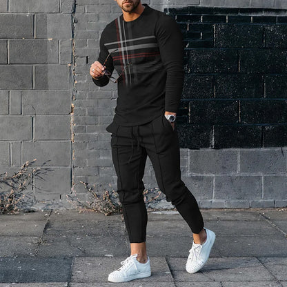Men's Casual 3D Printed Sweater and Sweatpants Set
