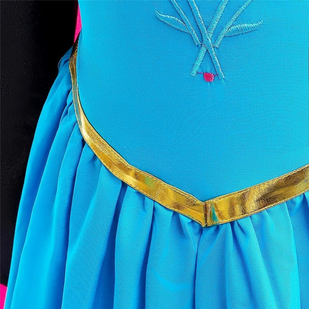 Girls Ice Princess Snow Queen Coronation Dress up Costume with Cape Halloween Christmas Party Outfit