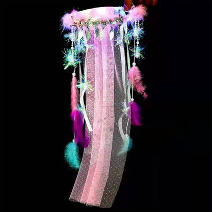 LED Light-Up Wedding Veil with Hair Clip for Women and Kids