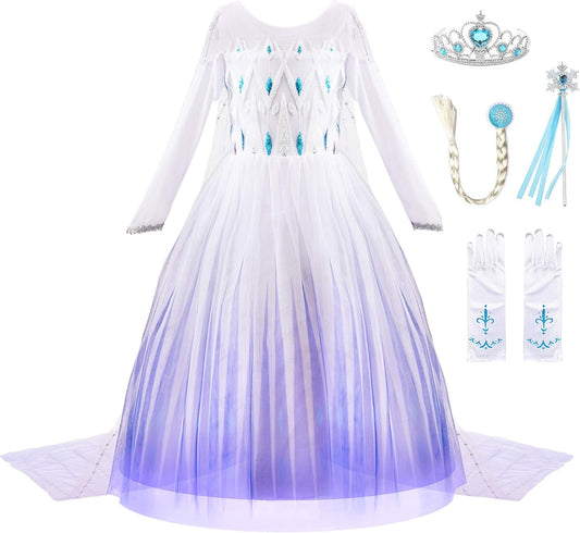 Girl Princess Costume Snow Party Dress Halloween Cosplay Dress Up