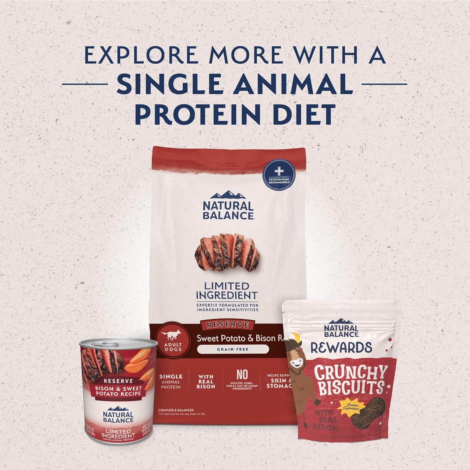 Limited Ingredient Grain-Free Dry Dog Food for Adults, Sweet Potato & Bision Recipe, 4 lb