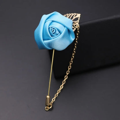 LKY Fr Boutonniere Corsage Wedding Boutonniere Pin for Men Women Silk Buttonhole Groomsmen Party Prom Suit Accessories Brooches