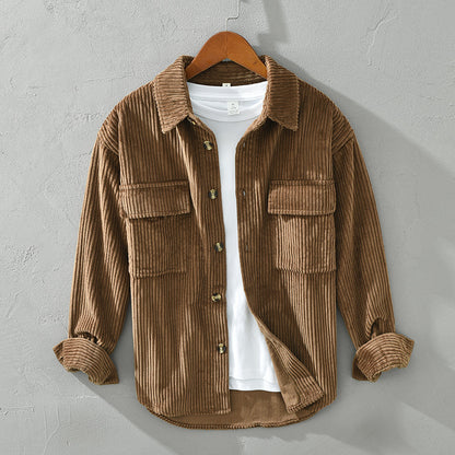 Men's Corduroy Long Sleeve Shirt Casual Loose Jacket