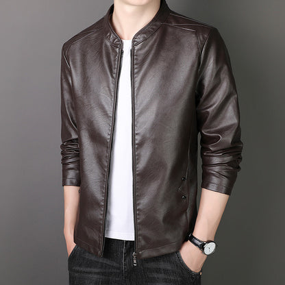 Men's short coat with thick padding in leather