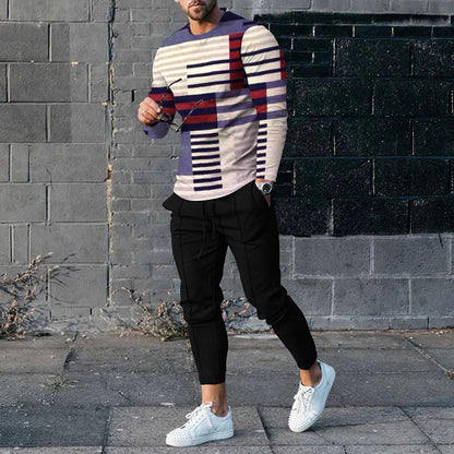 Men's Casual 3D Printed Sweater and Sweatpants Set