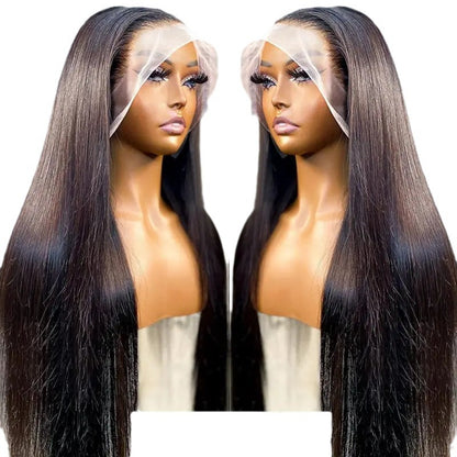 Lady with a middle-parted, long straight hair wearing a full head covering.