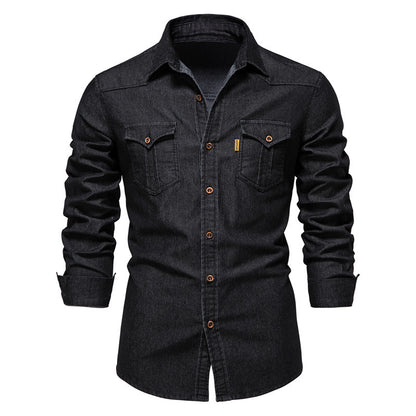 Men's Non-Iron Cotton Long Sleeve Shirt Slim Fit Casual Solid Color