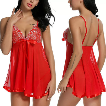 Women'S Sexy Lingerie Babydoll Sleepwear Underwear Lace Dress G-String Nightwear