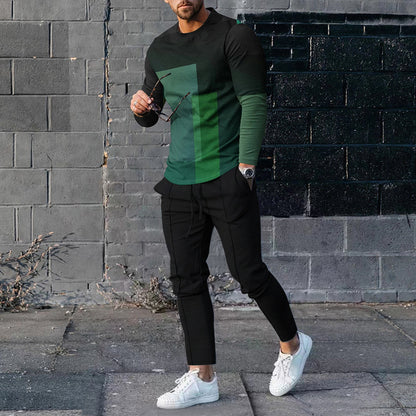 Men's Casual 3D Printed Sweater and Sweatpants Set