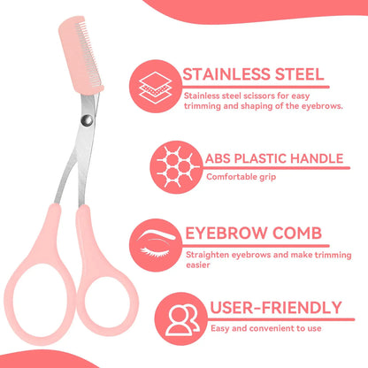 Eyebrow Trimmer, Stainless Steel Eyebrow Scissors With Comb, Eyebrow Trimming Scissors Hair Removal Beauty Tools