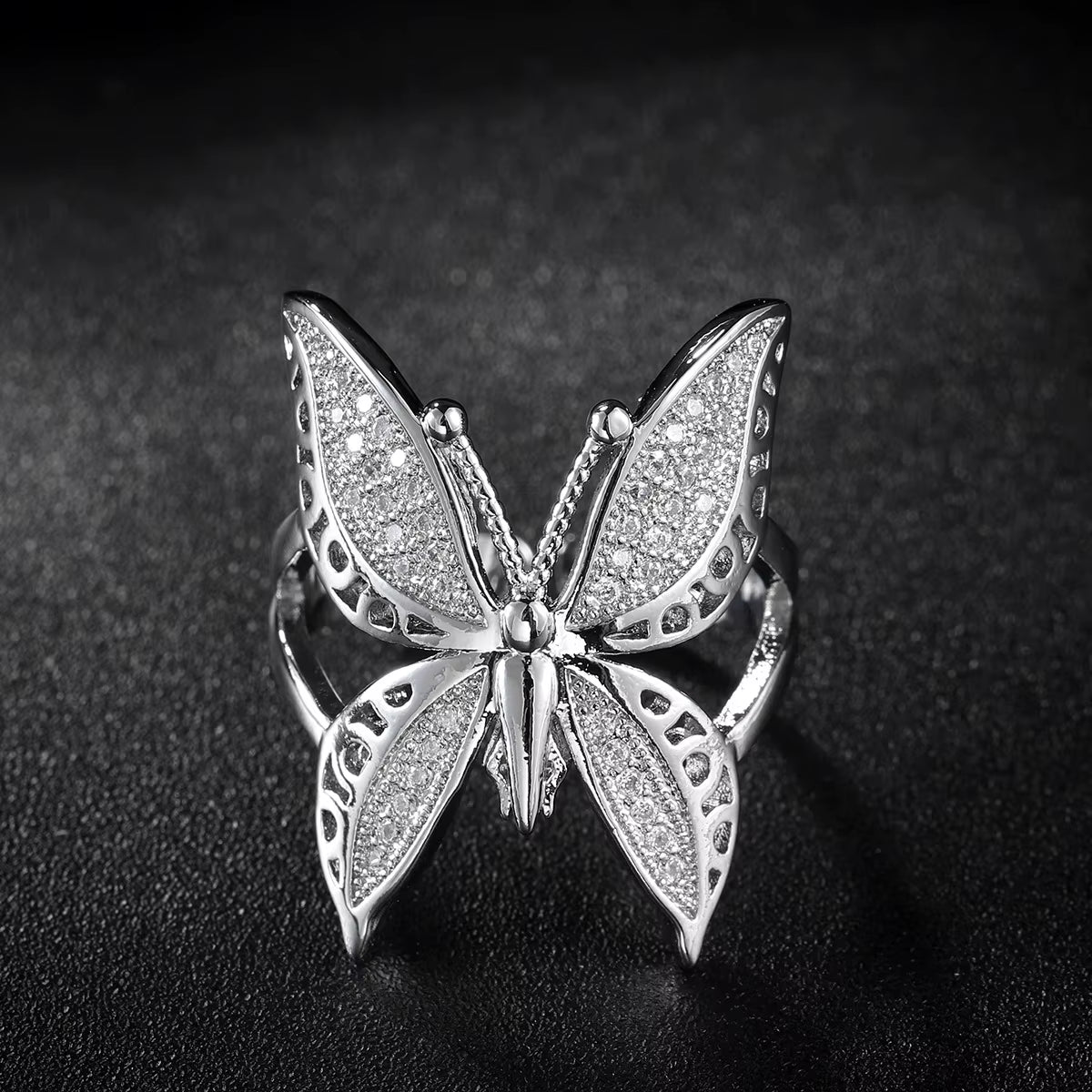 Fashion Female Rings 925 Sterling Silver Hollown Butterfly Shaped Opening Rings for Women Promise Love Wedding Jewelry Anillos