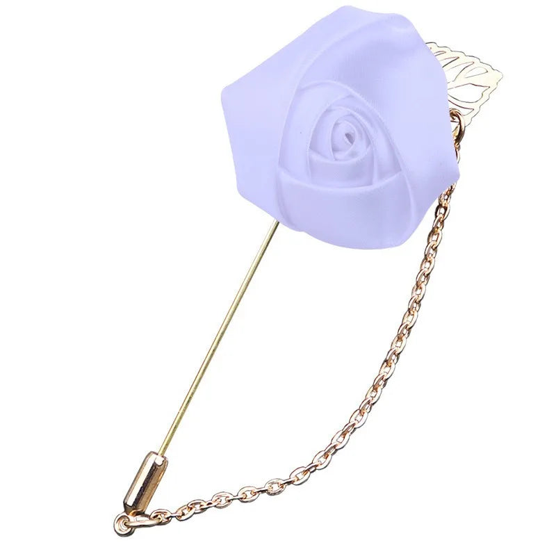 LKY Fr Boutonniere Corsage Wedding Boutonniere Pin for Men Women Silk Buttonhole Groomsmen Party Prom Suit Accessories Brooches