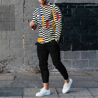 Men's Casual 3D Printed Sweater and Sweatpants Set