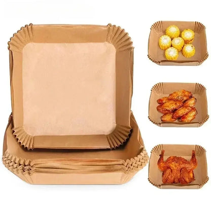 50 PCS Air Fryer Blotting Paper, Baking Blotting Paper, Food Grade Leakproof Non-Stick Food Pad, Thickened Silicone Paper Pad