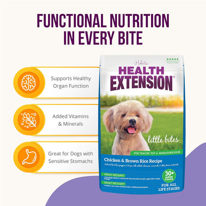 Little Bites Dry Dog Food for Small Breeds, Chicken & Brown Rice Recipe with Probiotics and Superfoods for Digestive and Coat Health, 4 lb Bag
