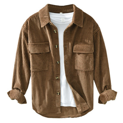Men's Corduroy Long Sleeve Shirt Casual Loose Jacket