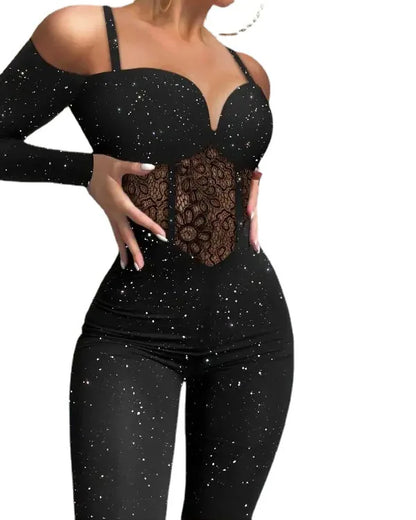 Women Dress Tight Sexy Hip One Shoulder Suspenders Irregular Shiny Dress Female