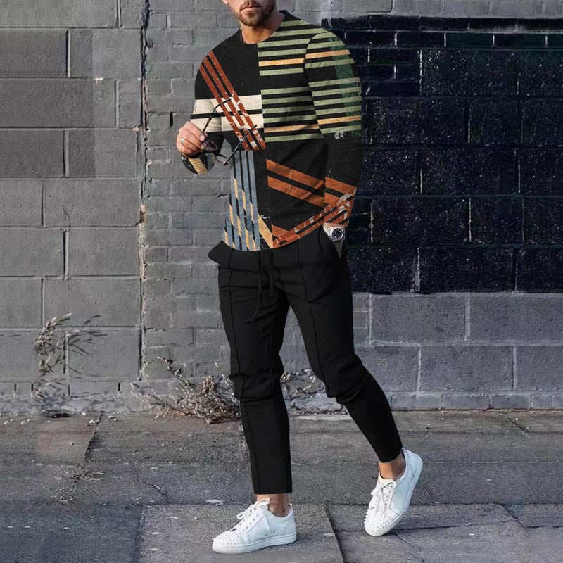 Men's Casual 3D Printed Sweater and Sweatpants Set