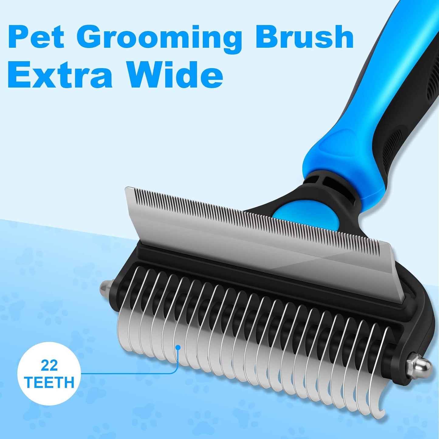 Professional Dog Grooming Brush - 2-in-1 Undercoat Rake and Dematting Comb for Small Dogs and Cats (Small Blue)