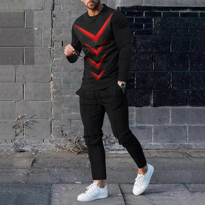 Men's Casual 3D Printed Sweater and Sweatpants Set