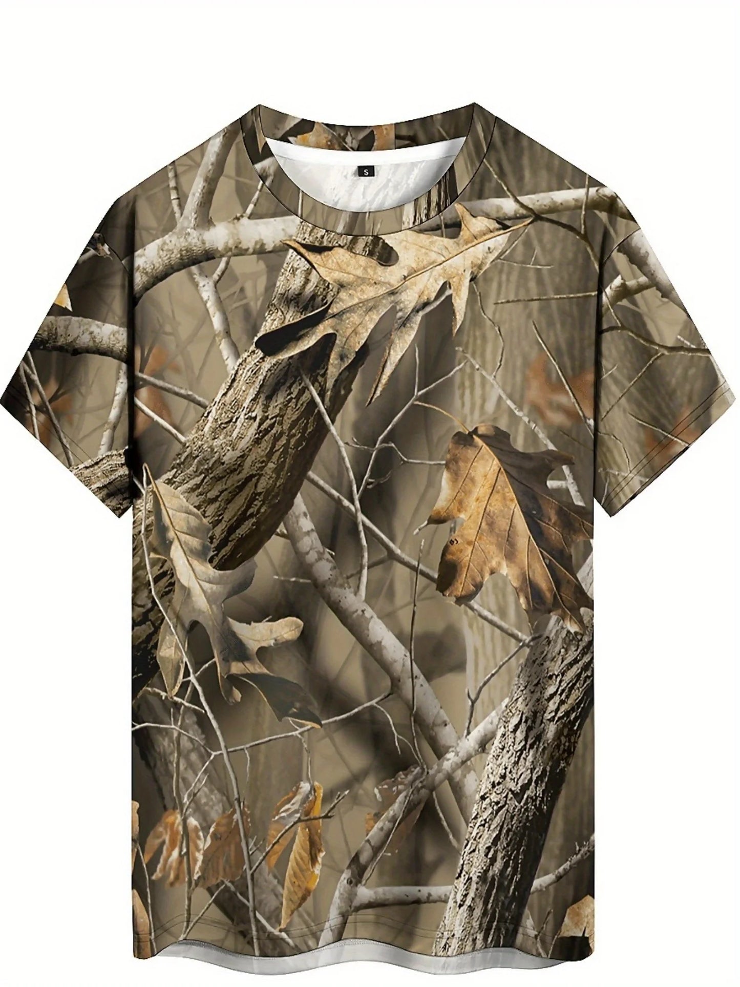 Vintage Camo Leaf Print Y2K Men'S T-Shirt - Geometric Abstract Design, Crew Neck, Short Sleeve, High-Quality Fabric