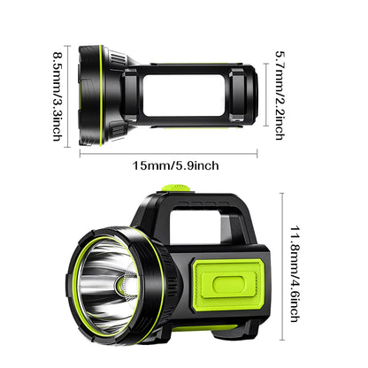 LED Flashlight Searchlight Solar Double Headhand Light USB Rechargeable Torch Flashing COB Side Light Emergency Lamp Lighting