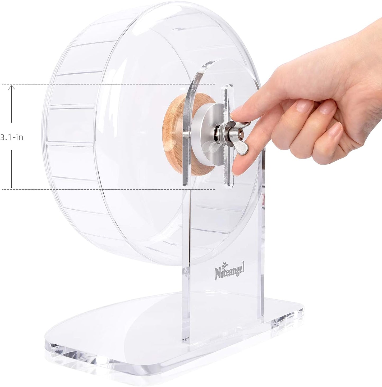 Premium Silent Hamster Exercise Wheel: Adjustable Stand for Small Animals (S, Transparent)