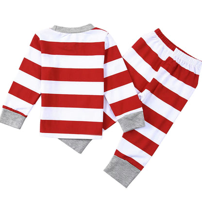 New Christmas Family Pajamas Set Long Sleeve Tops with Pants for Women Men Stripe Design Christmas Sleepwear Set Pyjama Femme