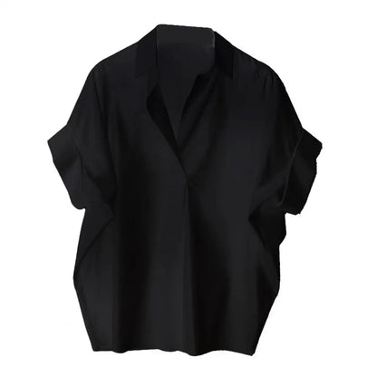 2025 Summer Shirts Women Shirt Fashion Loose Solid Tops Short Sleeved Blouse Casual Solid Buttons Down Blusas